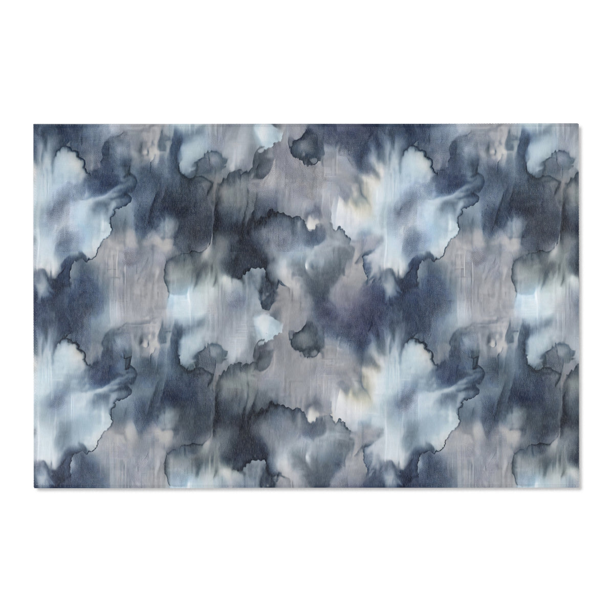 Blue Gray Watercolor Area Rug — Abstract Cloud-Like Accent Rug for Living Room, Bedroom, or Entryway